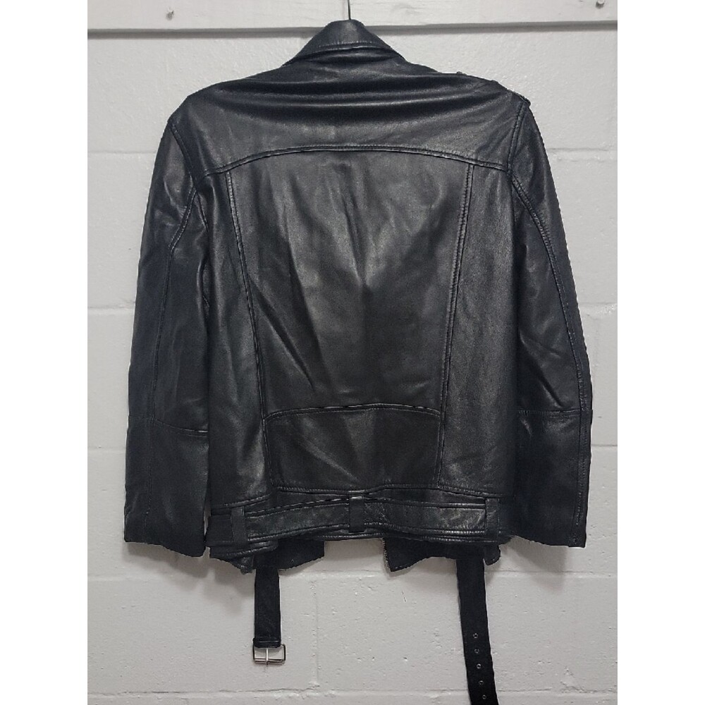Zara Bikercore Super Soft Genuine Black Leather Biker Jacket with Zip Details - Picture 11 of 16